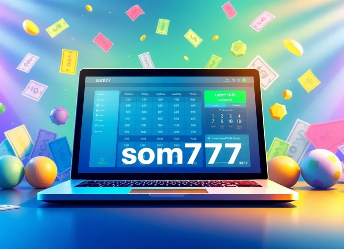 Explore the interactive lottery environment of som777 with modern designs and vibrant elements.