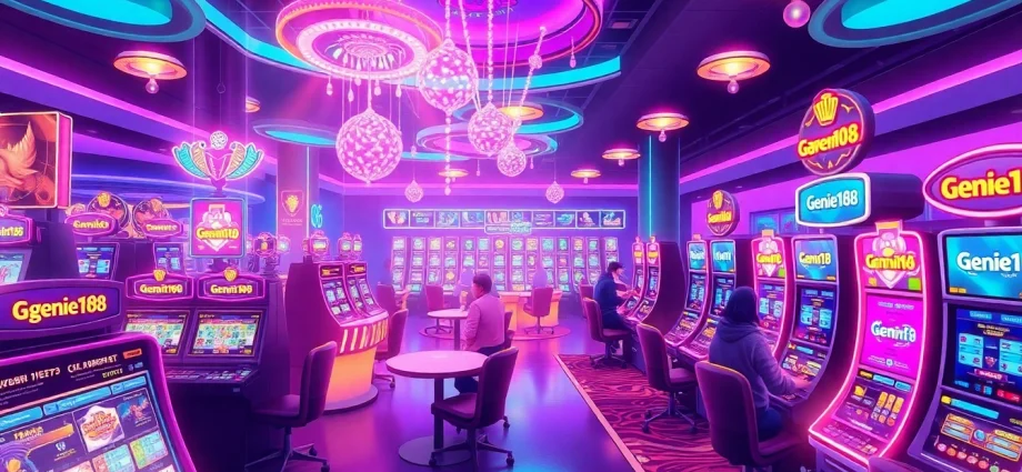 Experience the excitement of genie168 in this vibrant casino environment filled with engaging games and bright lights.