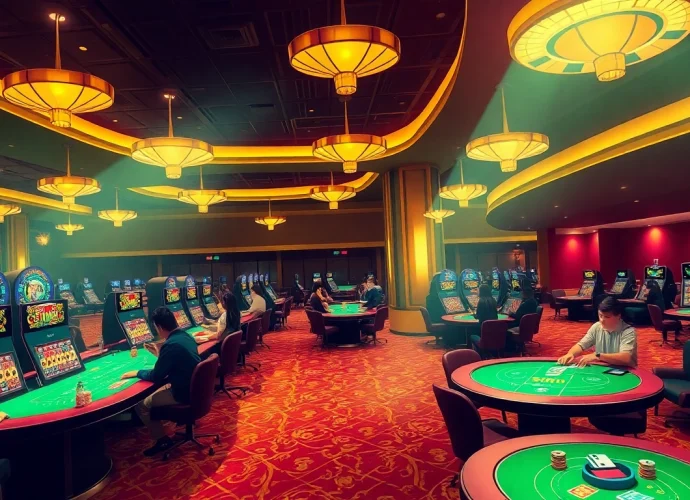 Explore the vibrant casino environment of som777, showcasing excitement and luxury in gaming.