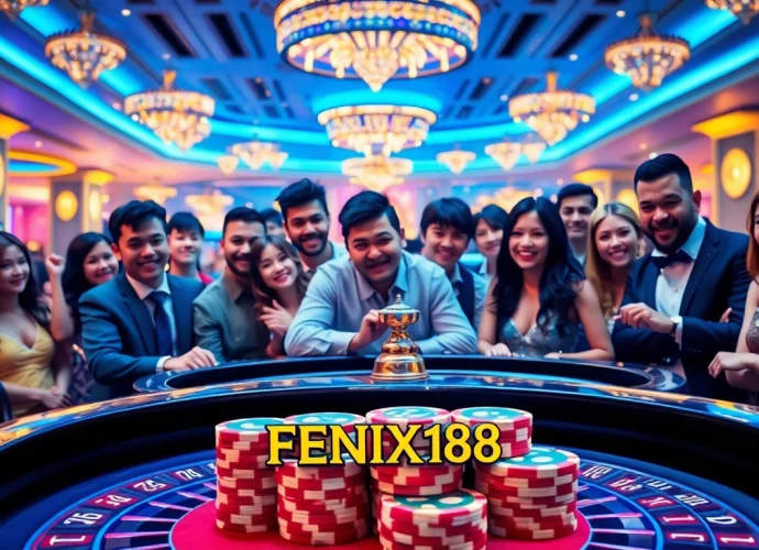 Explore exciting gaming opportunities with fenix168, featuring enthusiastic players at a lively casino.