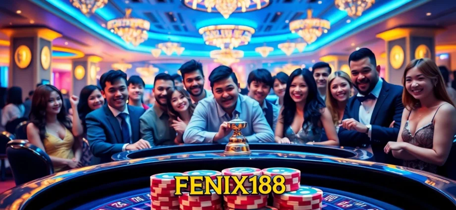 Explore exciting gaming opportunities with fenix168, featuring enthusiastic players at a lively casino.