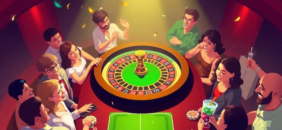 Exciting HappyLuke casino scene featuring a vibrant roulette table with players enjoying games.