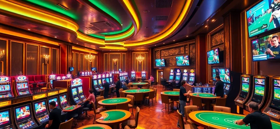 Experience the thrill of Ku Casino with spectacular gaming ambiance and diverse players engaged in exciting games.