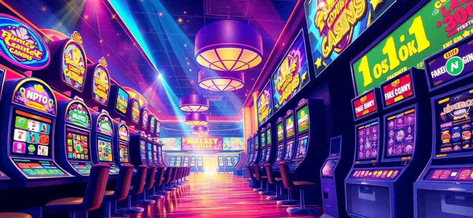 Experience exciting สล็อตเว็บตรง gameplay amidst vibrant slot machines and dazzling casino lights.