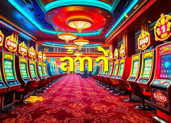 Exciting สล็อตออนไลน์ slot machines in a vibrant online casino setting.