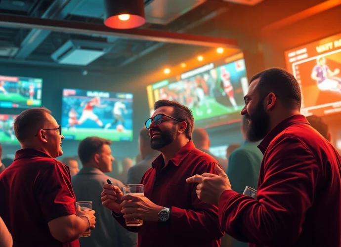 Sports betting excitement at https://shbettt.net/ with bettors enjoying a vibrant atmosphere.