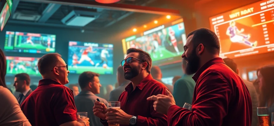 Sports betting excitement at https://shbettt.net/ with bettors enjoying a vibrant atmosphere.